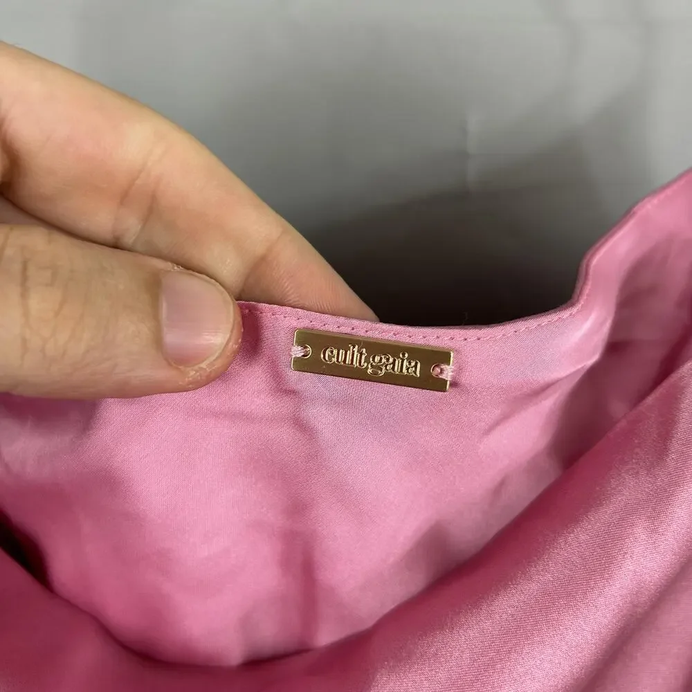 Cult Gaia Skirt Small Pelli Maxi Silk Satin Pink Skirt Party Formal Dressy Chic